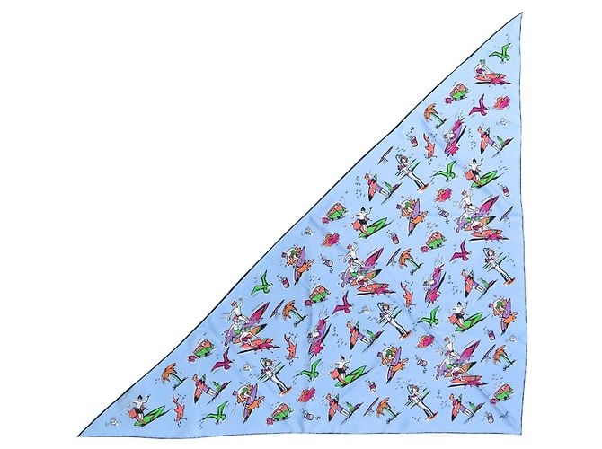 Prada Seidenschal mit Dreieck-Print Hellblau