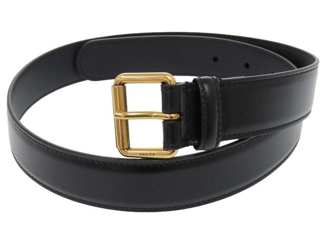 Gucci Men's Leather Black Belt Golden