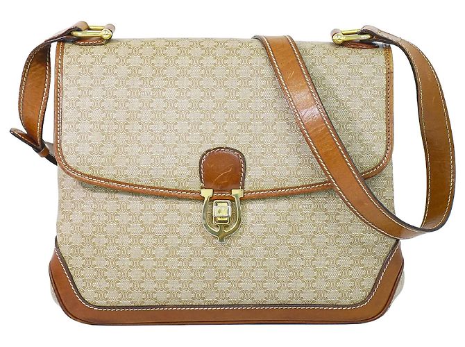 Edge Céline Celine Vintage Macadam Canvas Medium Beige