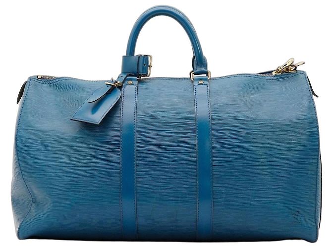Louis Vuitton Keepall 55 Bolsa de Viagem Couro Epi Azul