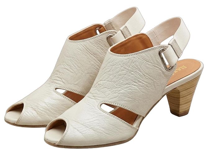 Balmain Leather Open-Toe Heeled Sandals White Grey