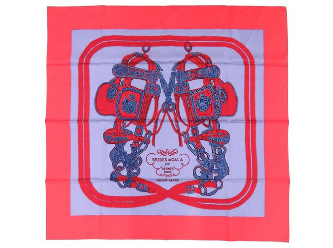 Lenço de seda Hermès Carre 90 BRIDES de GALA Vermelho Roxo