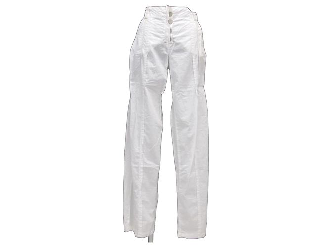 Sportmax Code Pantalones Wide Leg de algodón blanco