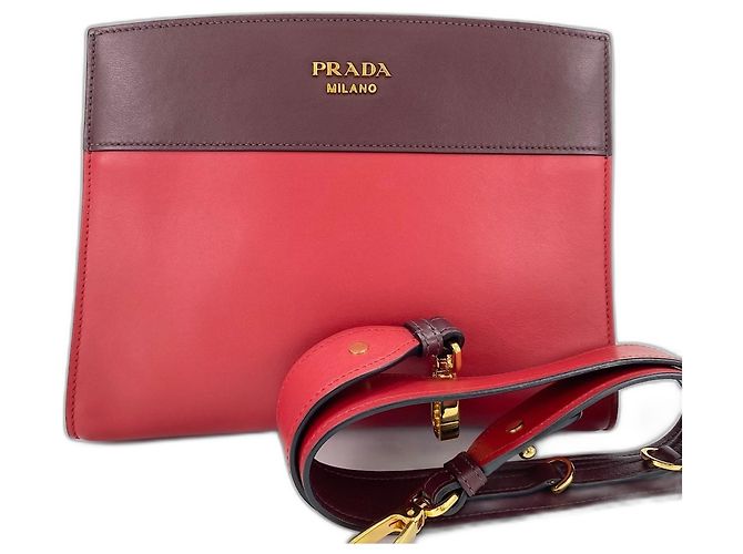 Borsa a tracolla in pelle rossa Prada Rosso