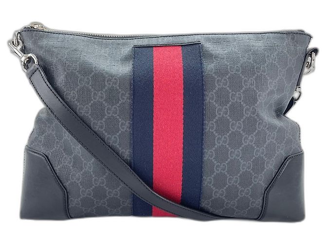 Gucci Web Stripe Schultertasche Schwarz