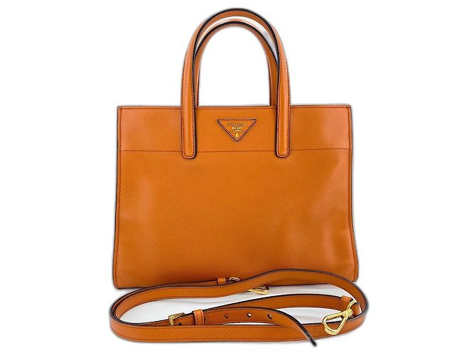 Borsa a 2 modi in pelle arancione Prada