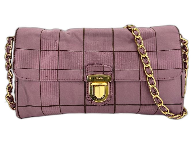 Bolsa de ombro em nylon roxo Prada