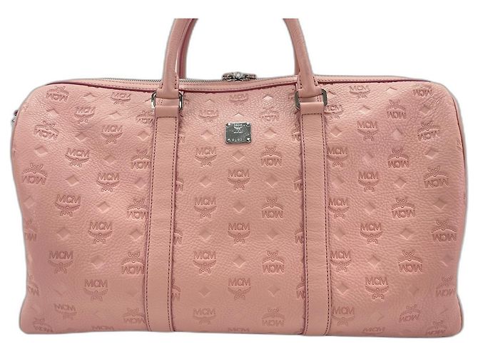 Borsa weekend in pelle rosa MCM