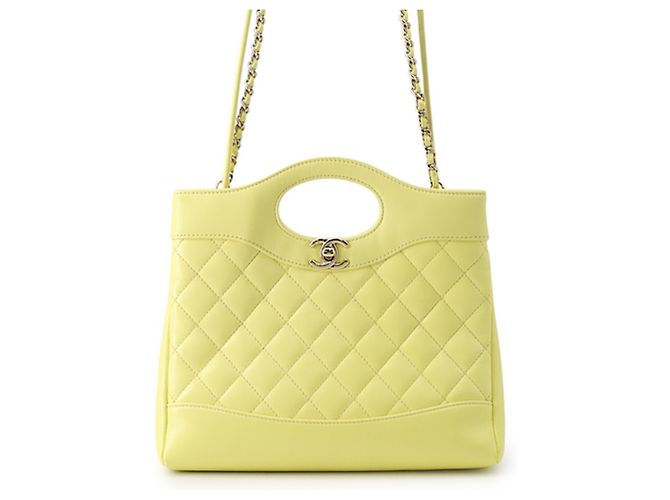Timeless Bolsa de Alça de Corrente Chanel Matelasse Small Amarelo