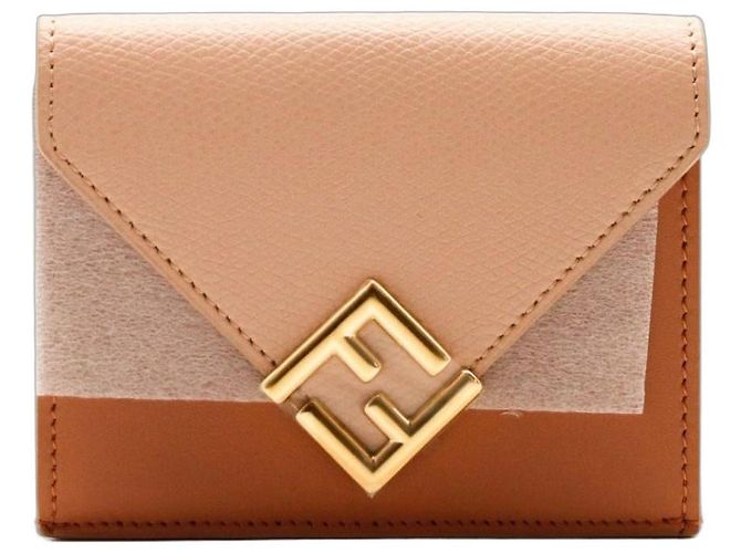 Fendi Leather Bi-Fold Wallet Brown Beige