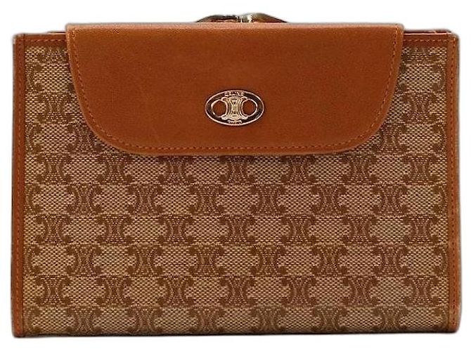 Céline Celine Triomphe Canvas Bi-Fold Wallet Brown