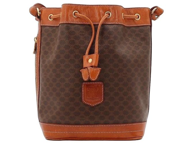 Céline Celine Borsa a Secchiello Monogram Macadam Marrone Monogramma 