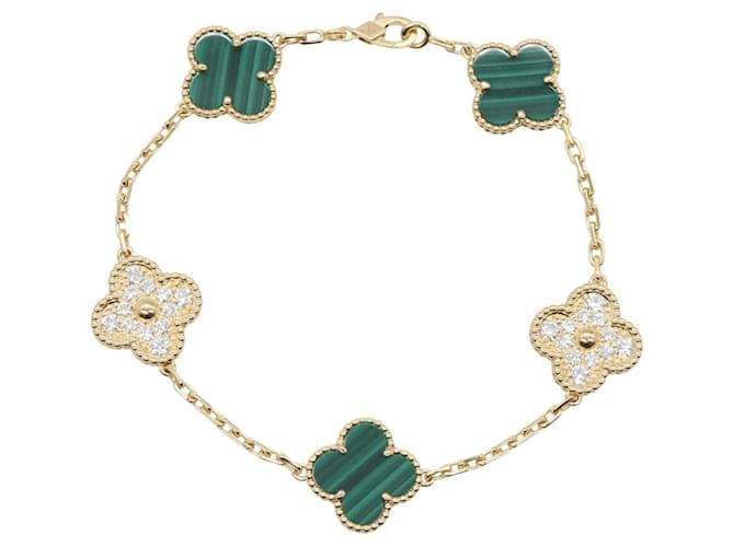 Van Cleef & Arpels Vintage Alhambra Charm Bracelet Golden Green 