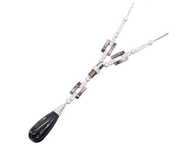 Collana Agrafe in Onice e Diamanti Cartier Nero Argento