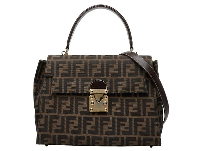 Fendi Zucca Handtasche braun Leder und Canvas