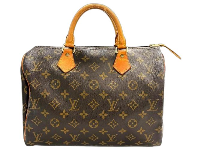 Sac à main Louis Vuitton Monogram Speedy 30 Marron Beige