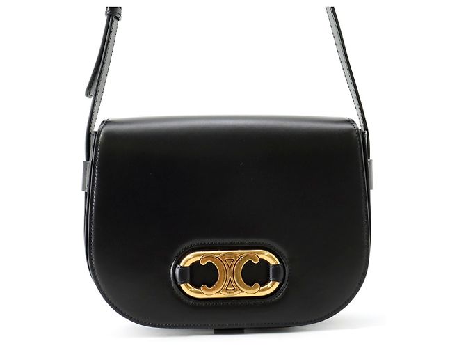 Céline Celine Maillon Triomphe Black Leather Shoulder Bag