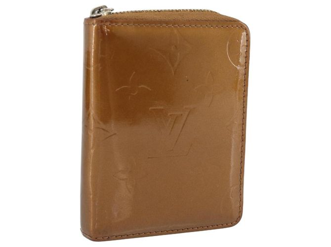 LOUIS VUITTON Monogram Vernis Bloom Wallet Bronze M91152 LV Auth BA14238