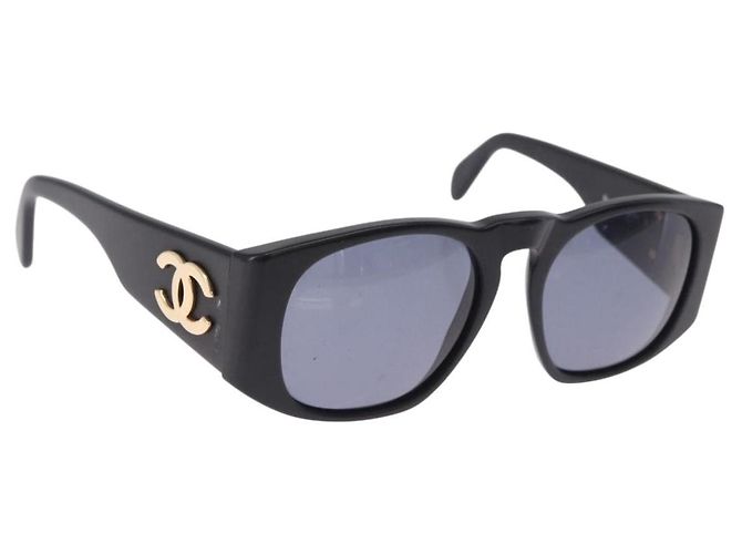 Occhiali da sole CHANEL Plastica Nero Oro CC Auth bs36338 D'oro