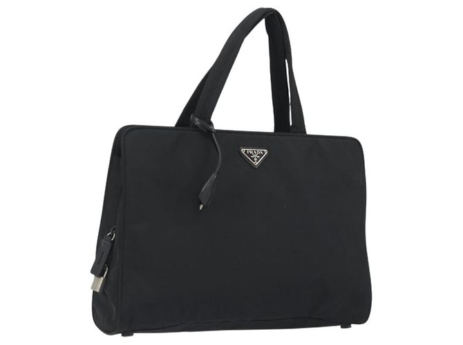 PRADA Handtasche Nylon Schwarz Silber Auth ep15229
