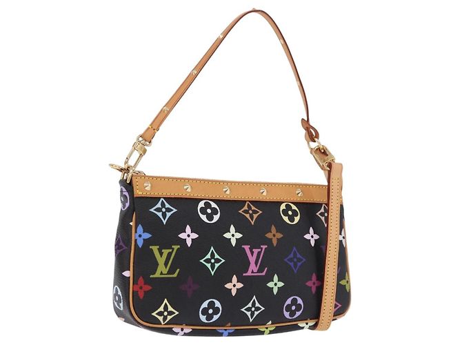 LOUIS VUITTON Monogram Multicolor Pochette Accessoires Black M92648 Auth ki6740M Nero