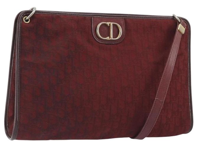 Borsa a Spalla Christian Dior Trotter Canvas Rosso Oro Auth 193068 D'oro