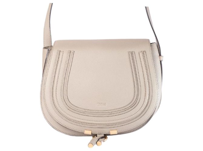 Chloé Chloè Marcie Bolsa Saddle de Couro Bege