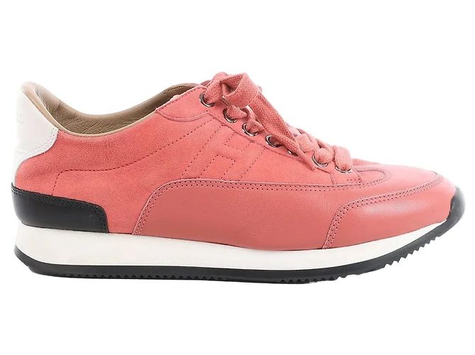 Baskets Hermès Quick Leather x Suede en rose, Taille EU 37