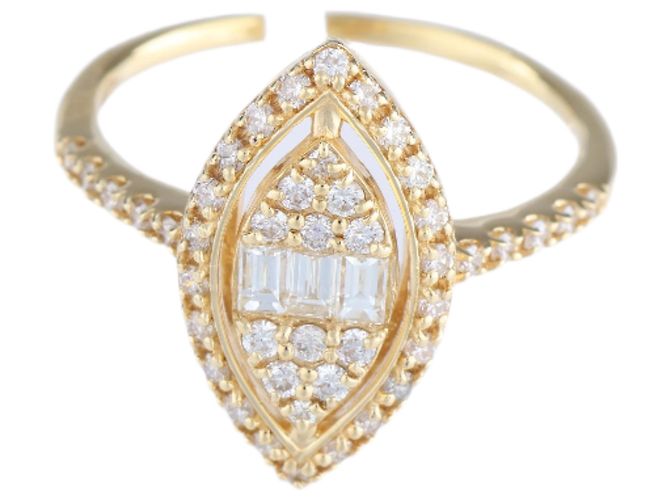 Autre Marque Unsignierter 18k GELBGOLD-RING mit Diamanten Weiß