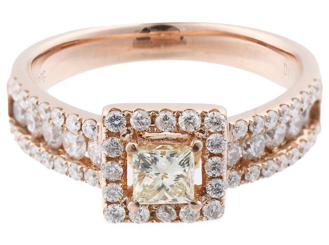 Autre Marque Unsignierter 18k ROSA GOLD Ring mit Diamanten, Größe 52 EU Weiß