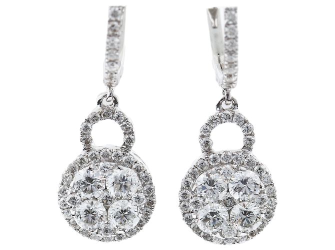 Autre Marque Pendientes de Diamantes Non Signe / Unsigned K18WG 3.2 g D1.7 Blanco