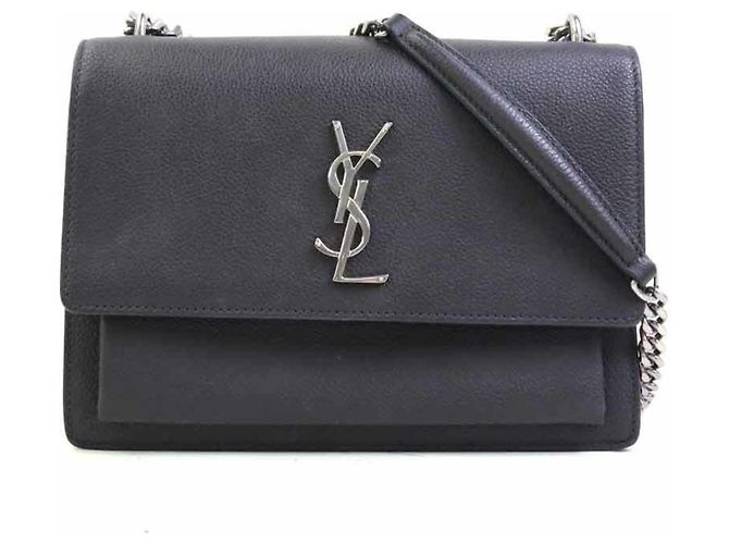 Bolsa de ombro em couro cinza Saint Laurent Marrom