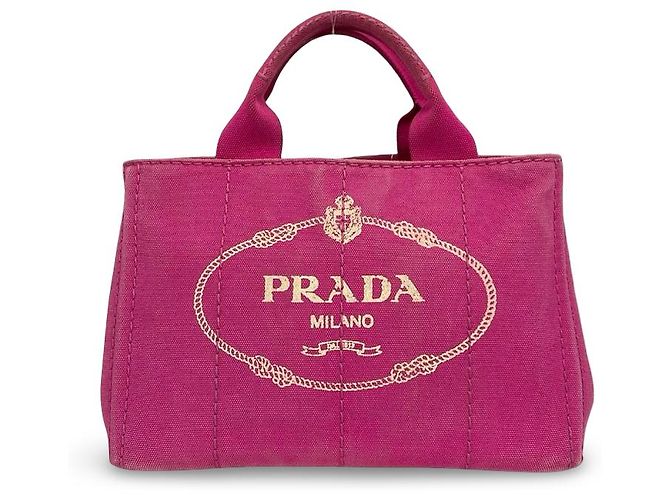 Mala de mão Prada Canapa Rosa de tecido