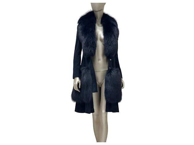 Larusmiani Black Wool Coat Size 40 Pre-owned