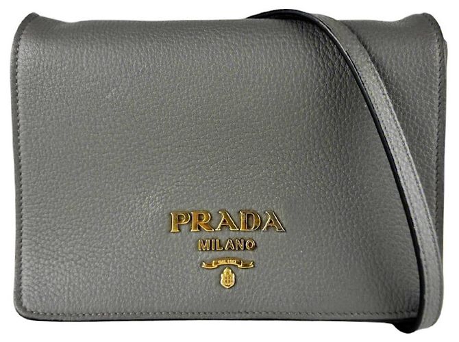 Bolsa de ombro em couro cinza Prada Marrom