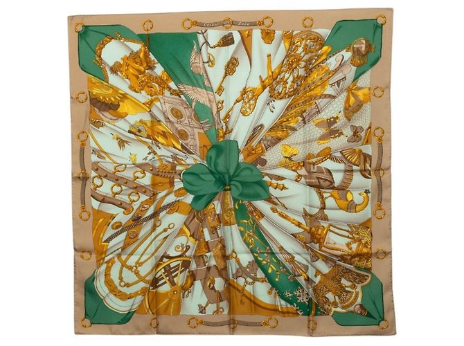 Hermès Sciarpa in seta Hermes Silk Sun Soleil de Soie Multicolore Beige