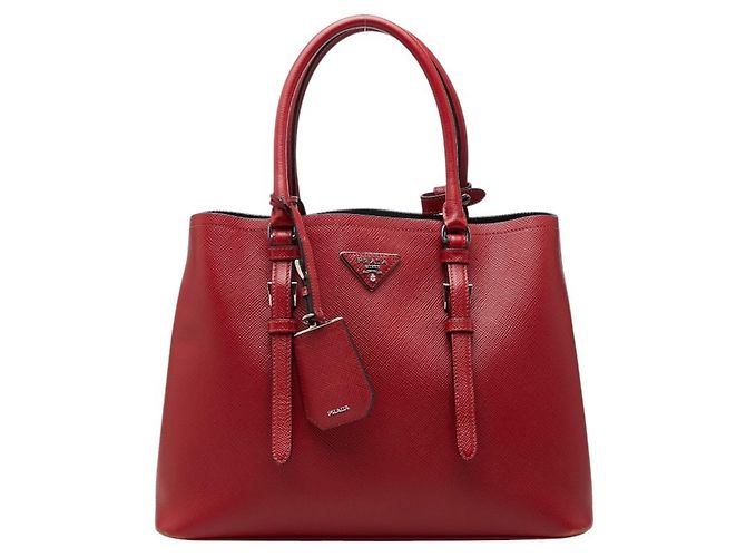 Prada Red Saffiano Leather Tote Bag