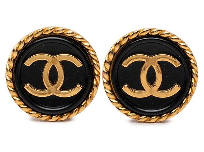 Timeless Orecchini Chanel Vintage Coco Mark Nero D'oro 