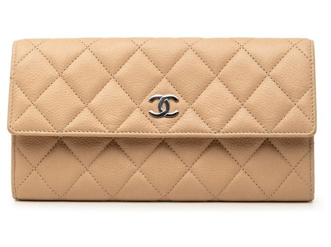 Portafoglio lungo matelassé Chanel Coco Mark Beige