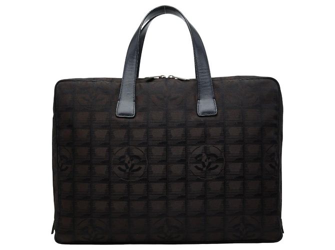 Pasta de documentos Chanel Coco Mark Travel Line Preto Castanho escuro