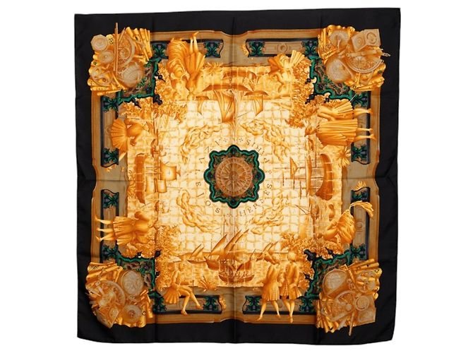 Hermès Sciarpa Hermes Carre 90 Azulejos Marrone Nero
