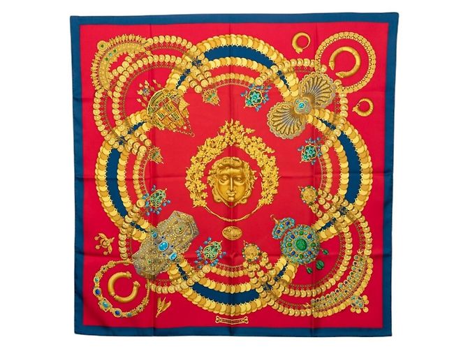 Hermès Pañuelo de seda Hermes Carre 90 Kosmima Roja Azul