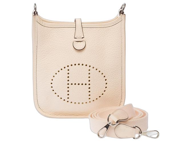 Hermès Bolsa HERMES Mini Evelyne em Couro Branco - 103768