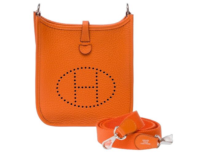 Hermès Sac HERMES Mini Evelyne en Cuir Orange - 103764