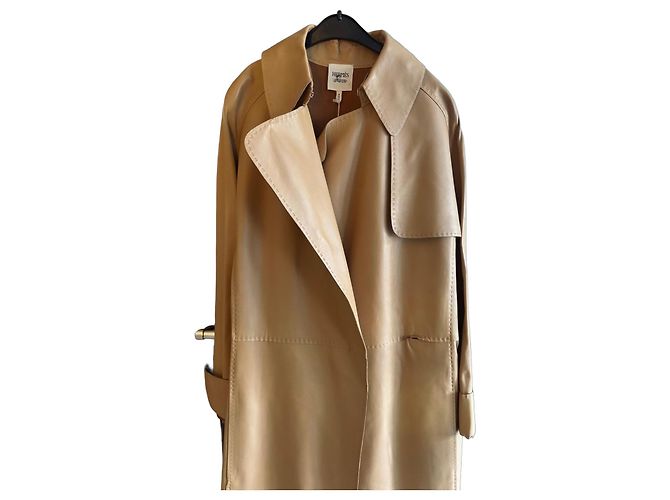 Hermès Leder-Trenchcoat Beige