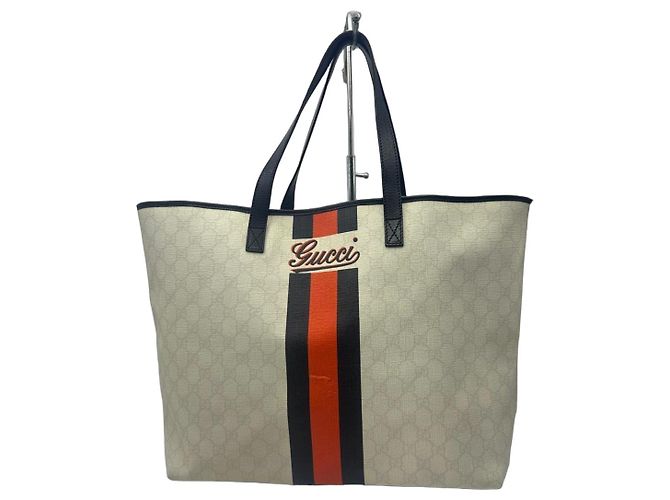 Sac cabas Gucci GG Supreme Monogram Noir Rouge Beige