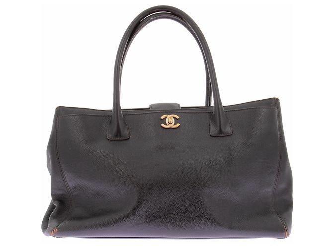 Chanel Dunkelbraune Lederhandtasche Executive Schwarz
