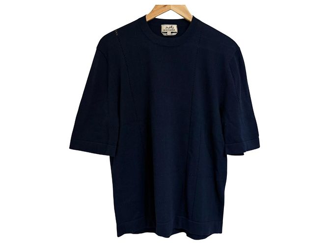 Hermès Hermes Knit Short Sleeve Top Blue Navy blue