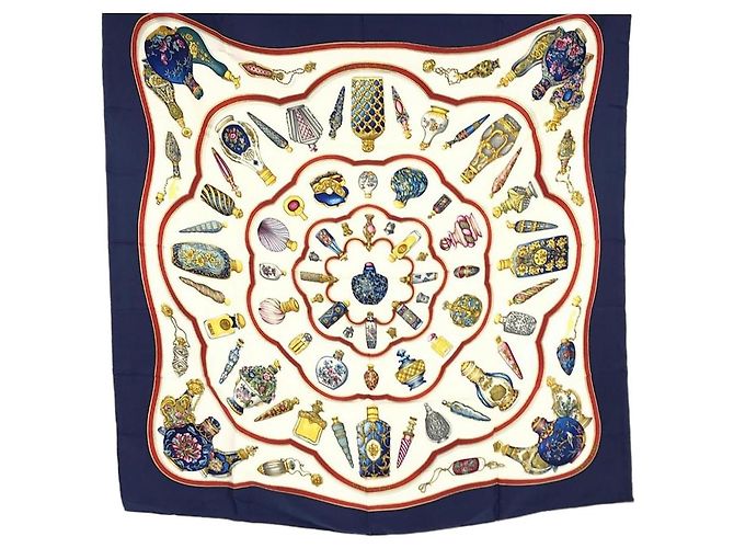 Hermès Sciarpa in seta stampata profumo blu