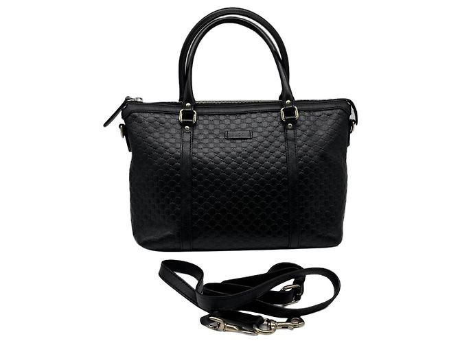 Borsa 2way in pelle Micro Guccissima nera Nero